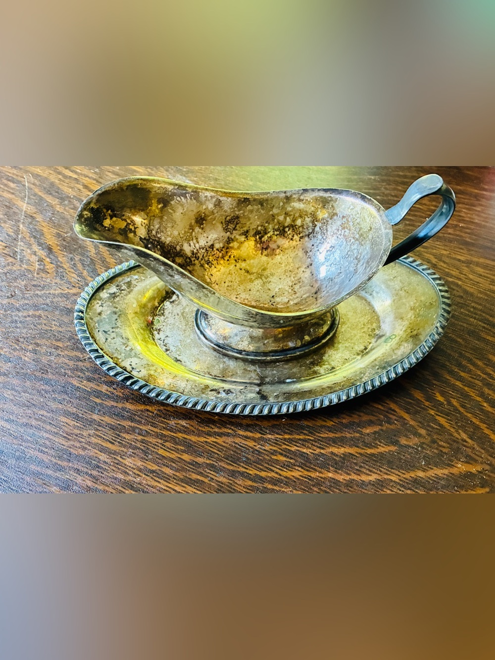 Silver plated gravy boat and underplate